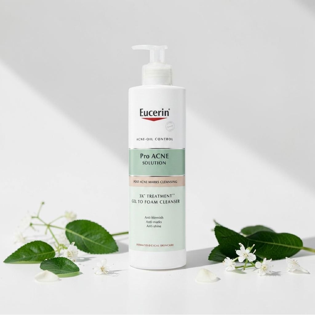 เจลทูโฟม | Eucerin Pro ACNE Solution 3X Treatment Gel To Foam Cleanser 400ml เจลล้างหน้าลดสิว + คุมมัน + ลดรอยสิว [PA]