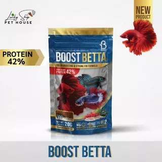 บูสท์เบ็ตต้า อาหารปลากัด สูตรเร่งโตเร่งสี อย่างเป็นธรรมชาติ Boost Betta โปรตีนคุณภาพสูง 42% 20กรัม