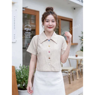 เสื้อคอปกปีกใหญ่ ผ้าฝ้าย