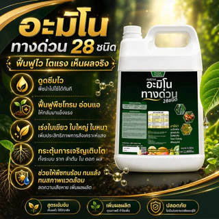 อามีน่าอะมิโนทางด่วน 28ชนิด ปุ๋ยน้ำ ฮอร์โมนพืช สูตรอะมิโนทางด่วน เร่งโต (4ลิตร)