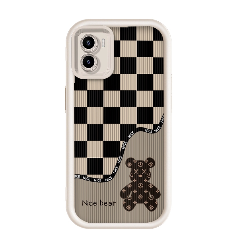 เข้ากันได้ Vivo Y15S/Vivo Y15/Vivo Y10/Vivo Y01,Checkerboard ความรุนแรงหมี Tide แบรนด์ กรณีโทรศัพท์ล