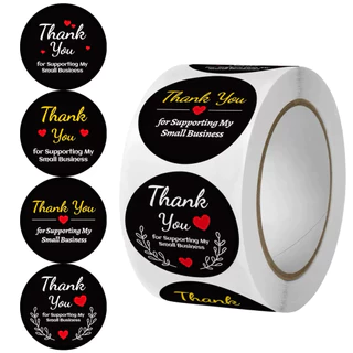 สติกเกอร์ thank you 1ม้วน ( 500ดวง ) ขนาด2.5cm