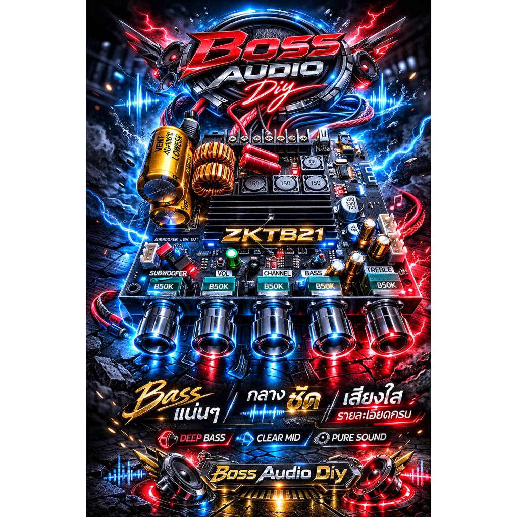 แอมป์ZK TB21ชิพใหญ่โมเต็มระบบเสียงดีเบสแน่นๆ