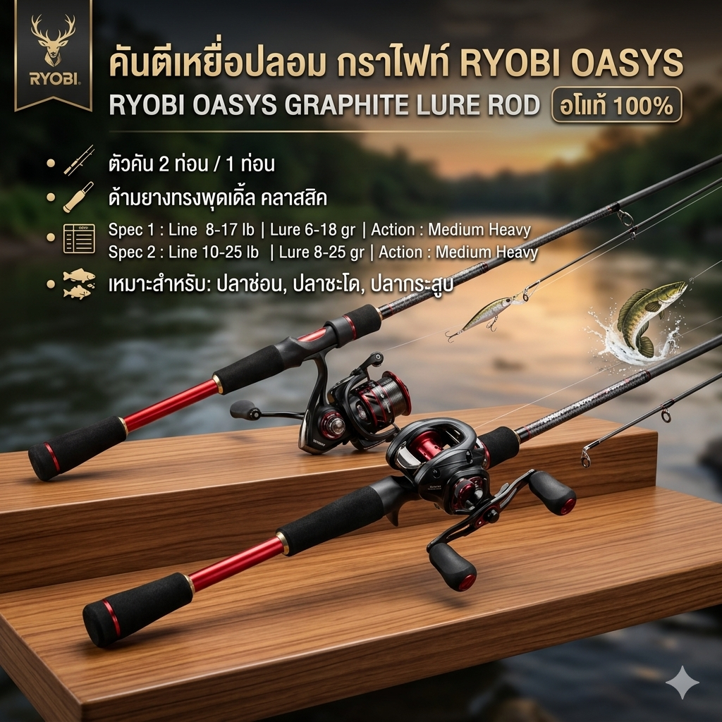 [ ของแท้ ] คันตีเหยื่อปลอม กราไฟท์ RYOBI OASYS โอเอซิส