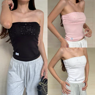 RUDY - HALF MOON เสื้อเกาะอกผ้ายืดแต่งเลื่อมที่อก
