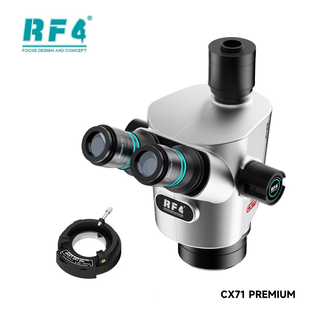 RF4 CX71 Trinocular Stereo Industrial Microscope กำลังขยายสูงสุด 65X พร้อมการซูมต่อเนื่อง