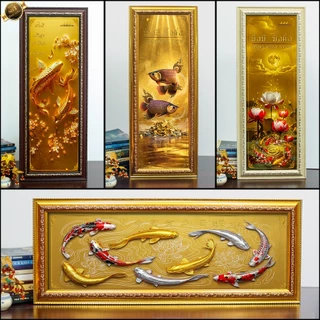 กรอบรูปมงคล ปลาคราฟ เสริมฮวงจุ้ย(50cmx20cm) เคลือบลามิเนต ของขวัญขึ้นบ้านใหม่ ✨ถ่ายจากรูปจริง ✨จัดส่งตามแบบที่เลือก