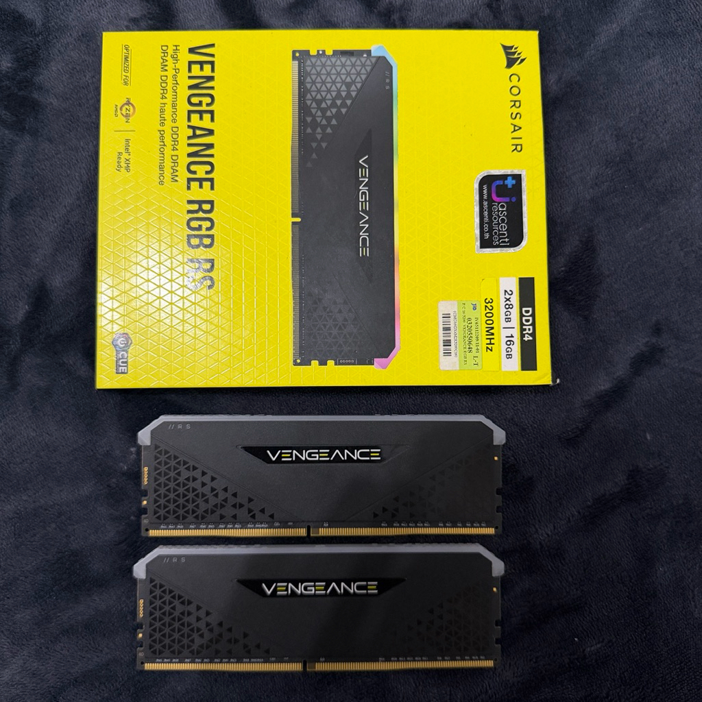 CORSAIR VENGEANCE RGB RS 16GB (8GBx2) DDR4 3200MHz (BLACK) (แรมพีซี) Memory RAM (หน่วยความจำ) มือสอง