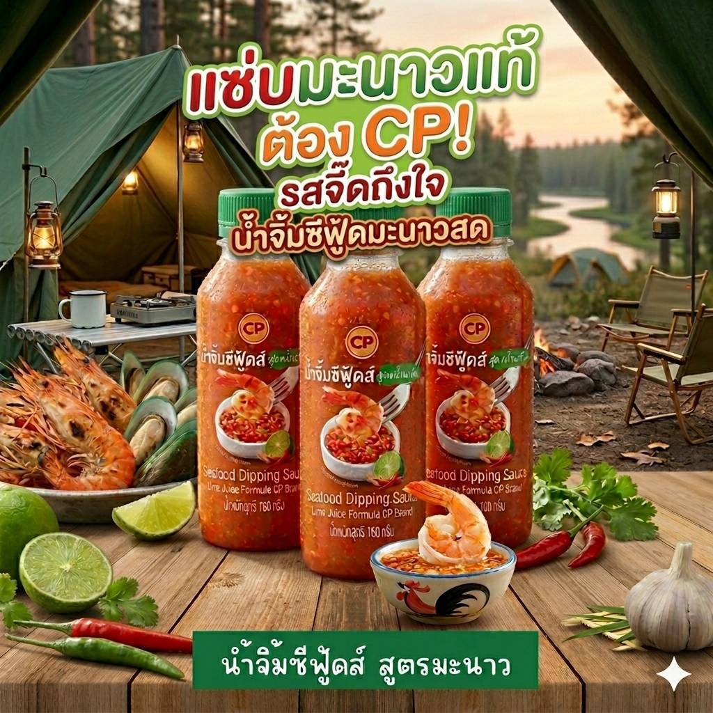 (3 ขวด)CP น้ำจิ้มซีฟู้ด  สูตรมะนาว แซ่บทุกคำ เปรี้ยวหอมถึงรสมะนาวแท้