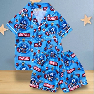 (2)ชุดนอนเด็กโตเเขนสั้นขาสั้นผ้าคอตต้อนผสม อายุ 7-12 ปี น้ำหนัก 23-40 kg