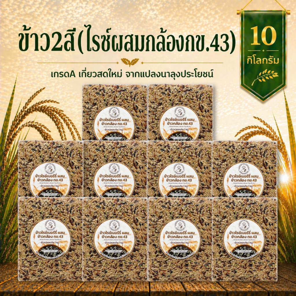 ข้าวสองสี(ไรซ์ผสมกข.43) 1กล่อง 10กิโล