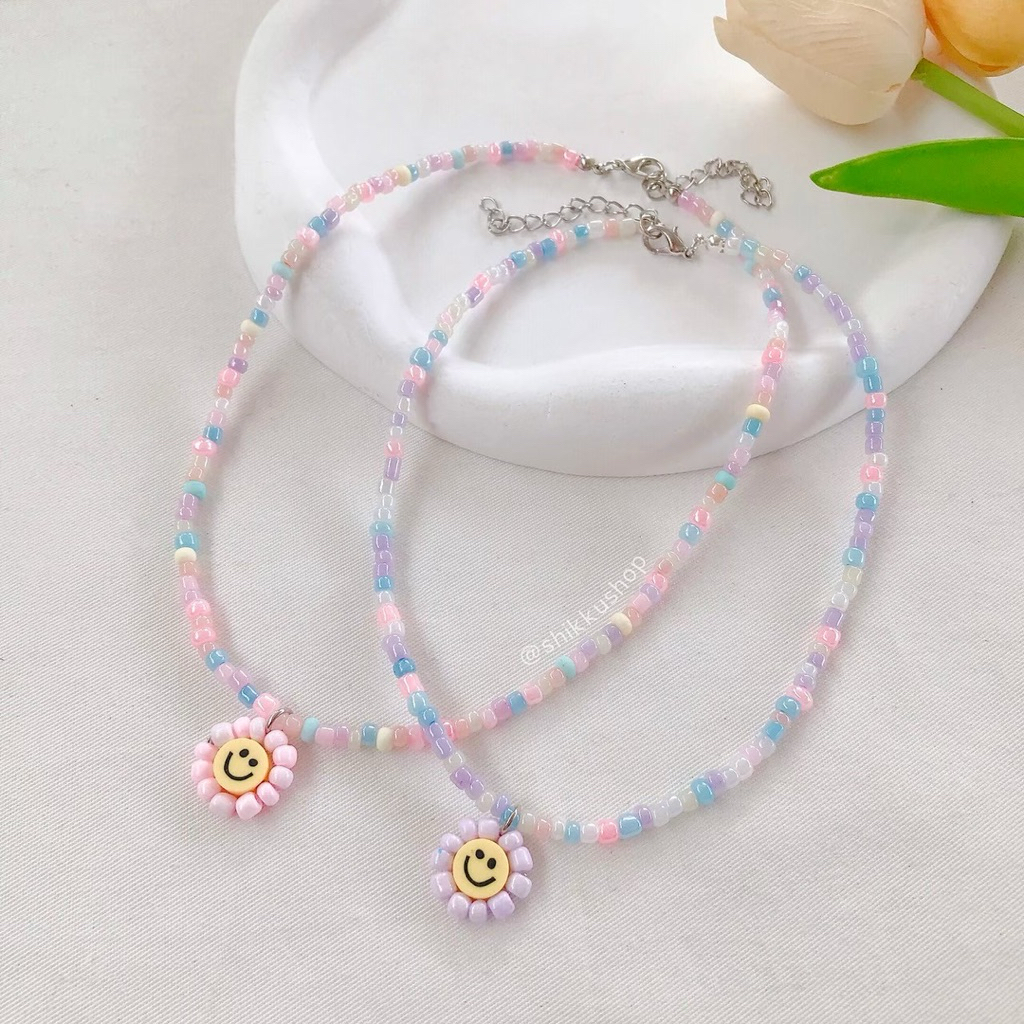 สร้อยคอลูกปัดหน้ายิ้ม ☺ น่ารักสดใส สไตล์เกาหลี Y2K เครื่องประดับแฮนด์เมด (Handmade Necklace)