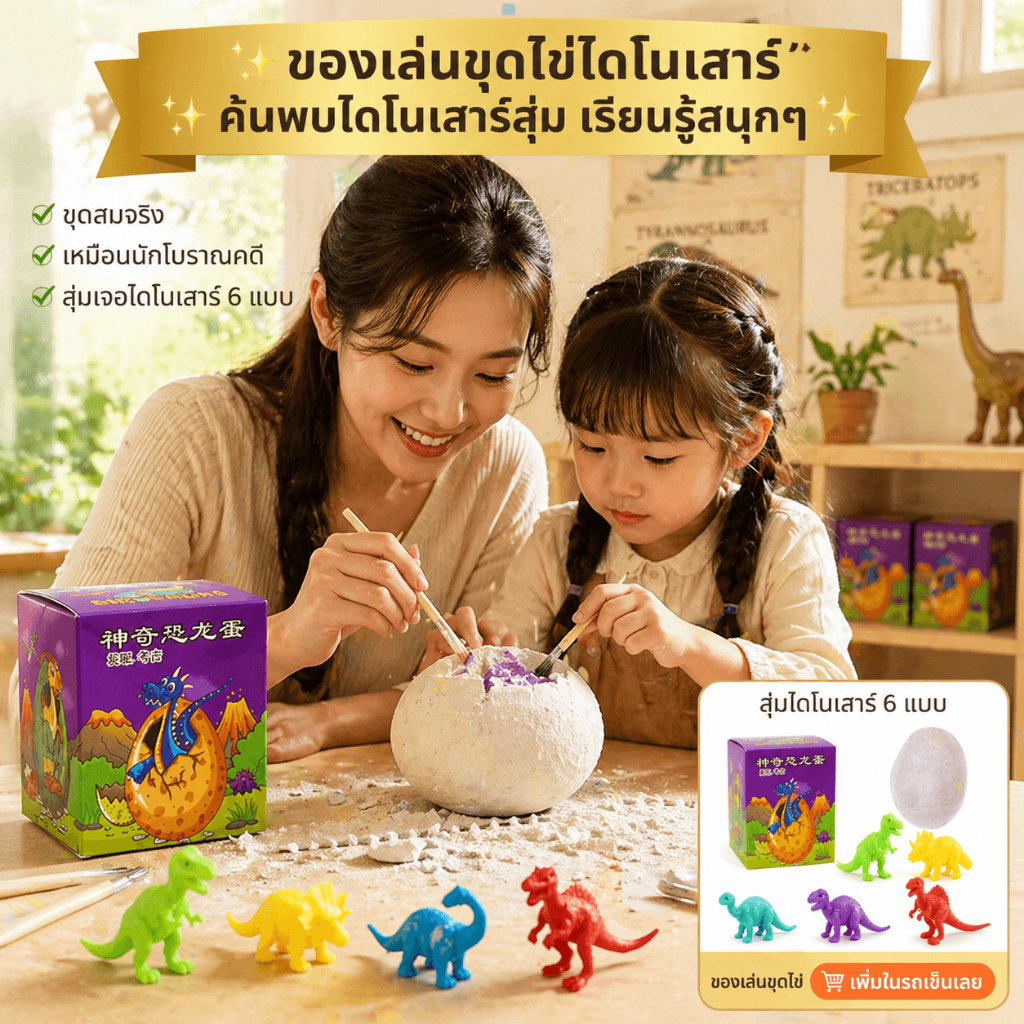 ของเล่นขุด ชุดขุดฟอสซิล ไดโนเสาร์ หาสมบัติ ของเล่นนักโบราณคดี เสริมทักษะ เพื่อการศึกษา ของเล่นเด็ก – โปรปัง