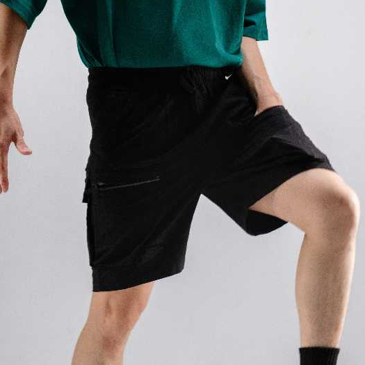 era-won กางเกงขาสั้นขอบยางยืดมีกระเป๋าข้าง CARGO SHORTS OXFORD  สีดำ