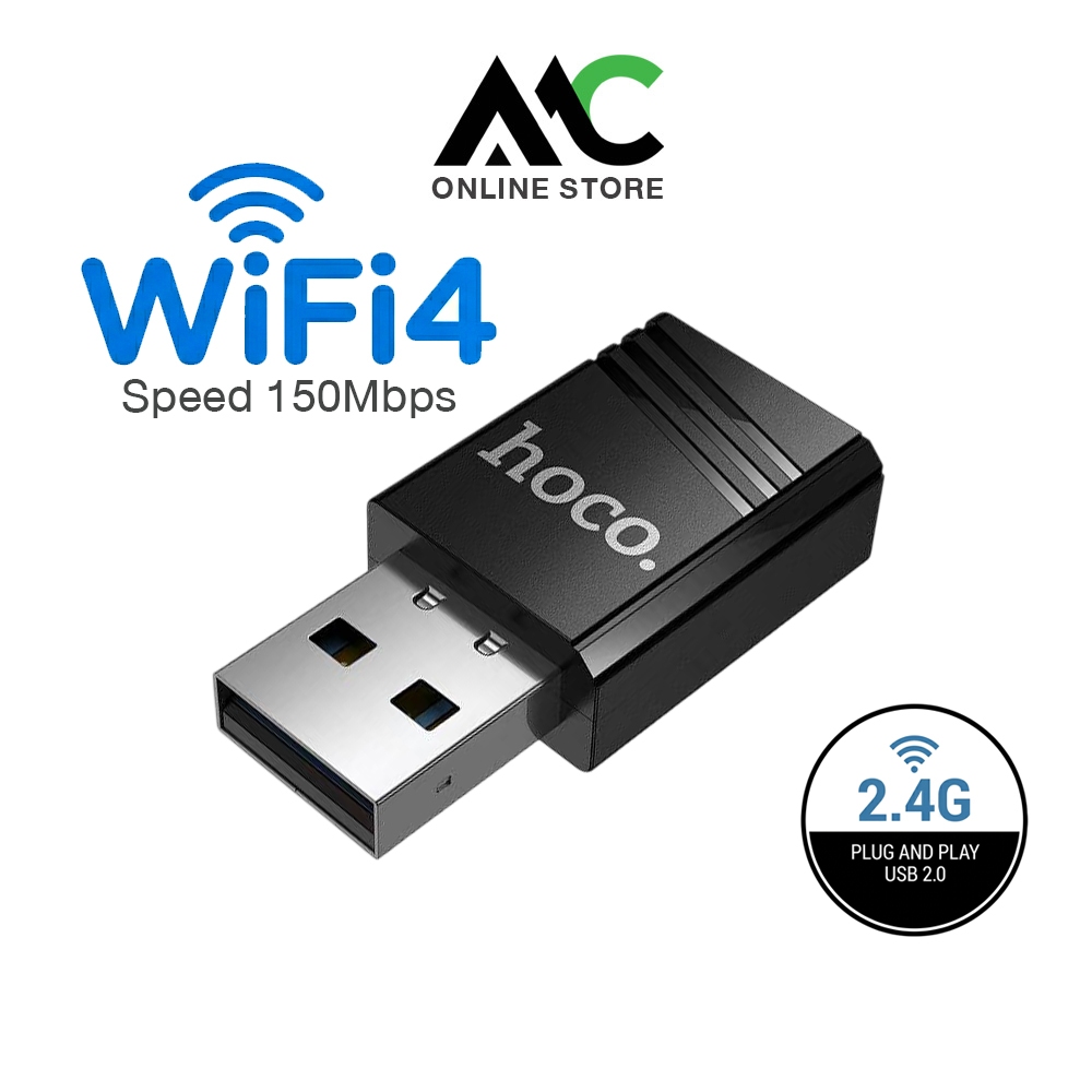 HOCO HI38 ตัวรับสัญญาณไวไฟ WiFi4 USB WiFi 2.4G ความเร็วสูงสุด 150Mbps Wireless USB Adapter
