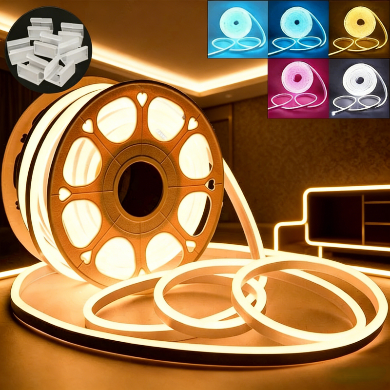 ไฟแถบนีออน neon flex LED ดัดงอได้2/3/5/10/20ม ไฟเส้นled สีสวยกันน้ำ 220V พร้อมปลั๊ก 5 สีให้เลือก ต่อปลั๊กให้พร้อมใช้งาน