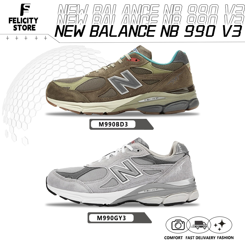 ของแท้ 100%▶ New Balance NB 990 V3 รองเท้ากีฬา M990GY3/M990BD3 🍫