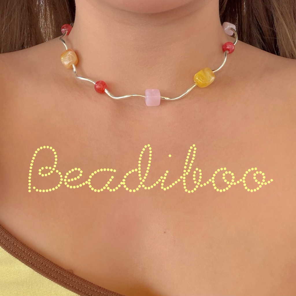 jiwliw beadiboo | สร้อยคอลูกปัด เกลียวคลื่น ห้อยปลายรูปดาว น่ารัก ซัมเมอร์ เบสิค ถ่ายรูปปัง