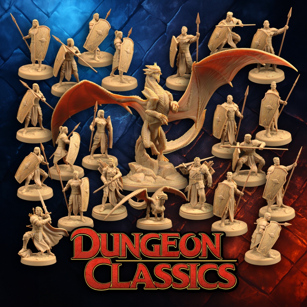 DnD Miniature I Dungeon Classics April 2026 - โมเดลบอร์ดเกม (งานเรซิ่นยังไม่ลงสี) ฐาน 1-2 นิ้ว