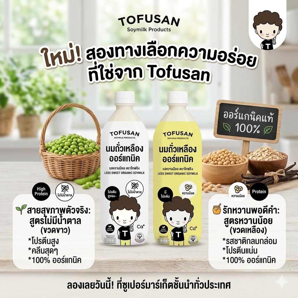 โทฟุซัง(tofusan)  น้ำนมถั่วเหลือง ขนาด250-830ml