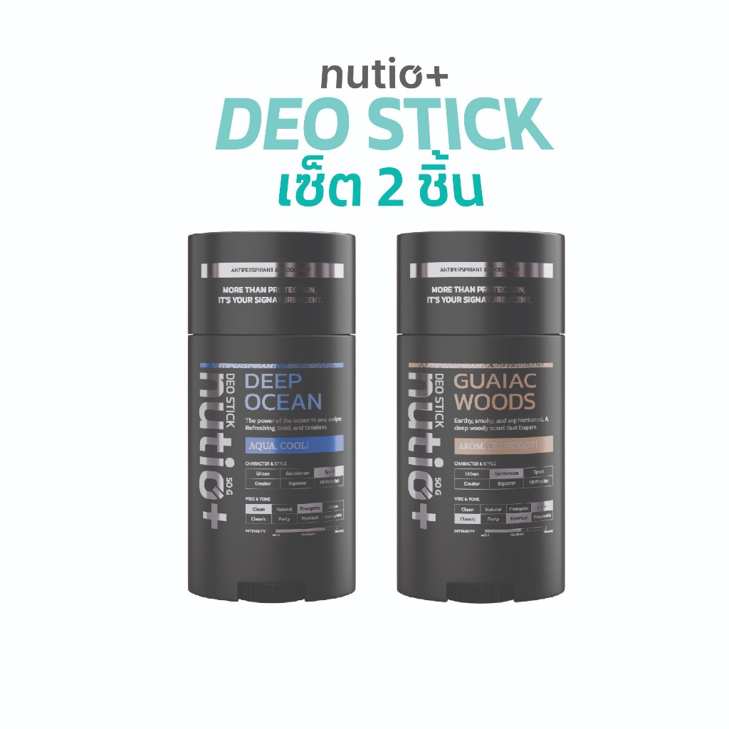 [แพ็คคู่] โรลออนผู้ชาย NUTIO+ DEO STICK กลิ่น Deep Ocean + Guaiac Woods