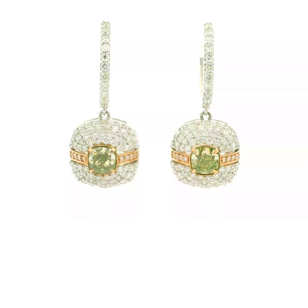 1.05 Carat Fancy Green VS Clarity Diamond Earrings