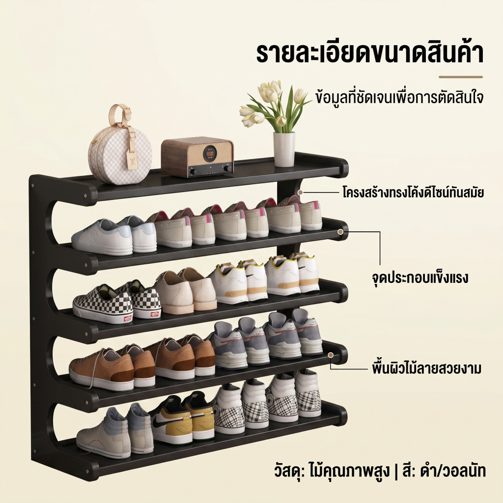 🌾ชั้นวางรองเท้า ชั้นวางรองเท้ากันน้ํา ชั้นวางรองเท้านอกบ้าน ทนทาน แข็งแรง ประหยัดพื้นที่ รับน้ำหนักได้เยอะ รูปที่ 7