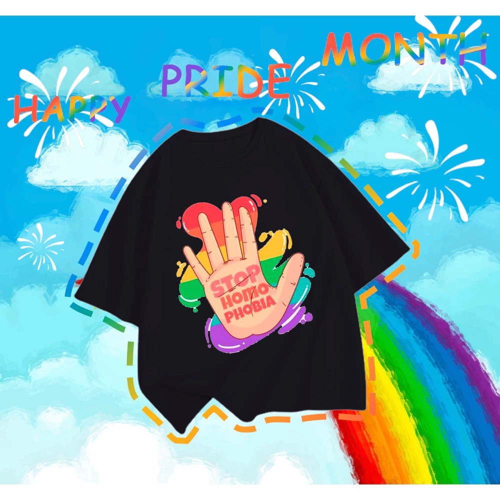 ✨Pride Month LGBT 2026 ใหม่ ใหม่ เสื้อยืด pride month 🌈“happy pride month” 🌈-Unisex Wide form Unisex