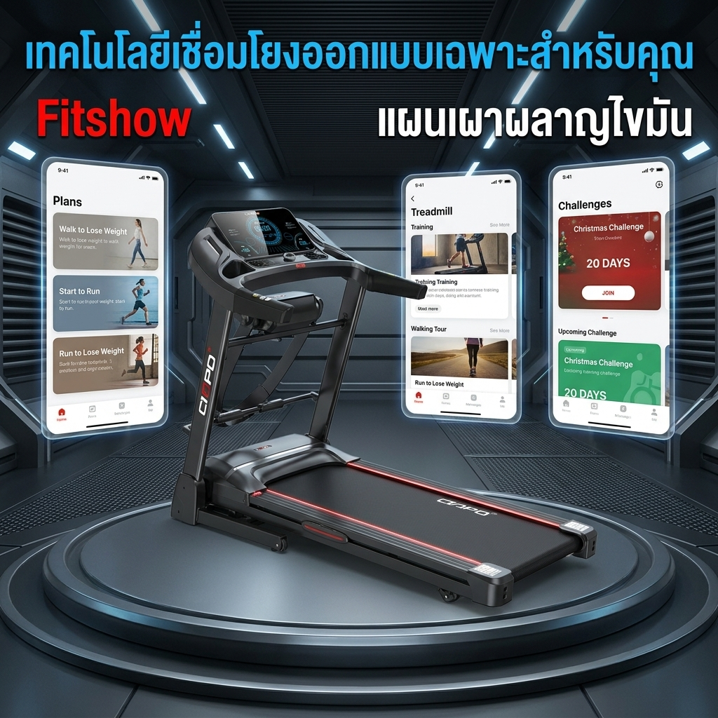 ลู่วิ่งไฟฟ้า ลู่วิ่ง C2  ปรับความชันไฟฟ้า 20°  แรงม้า 5.0HP รับน้ำหนัก 300 กก.  พับไฮดรอลิก+ลำโพงบลูทูธ ราคา ถูกที่สุด ดีลบีเคเค แกลเลอรีภาพที่ 4