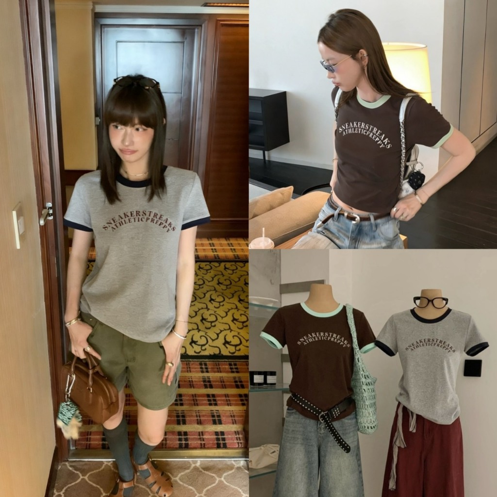 Street Ringer เสื้อคอกลมแขนสั้นสกรีนลายช่วงอก - 9239 TAG WG.WE 🇰🇷