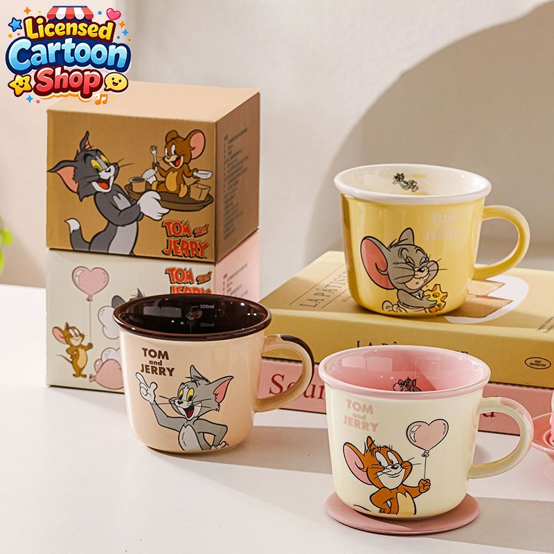 【ของแท้】Tom and Jerry แก้วกาแฟ แก้วน้ำ 340ml ลายน่ารัก กล่องสวยงาม ของขวัญวันหยุด ใช้ทุกวัน ส่งฟร