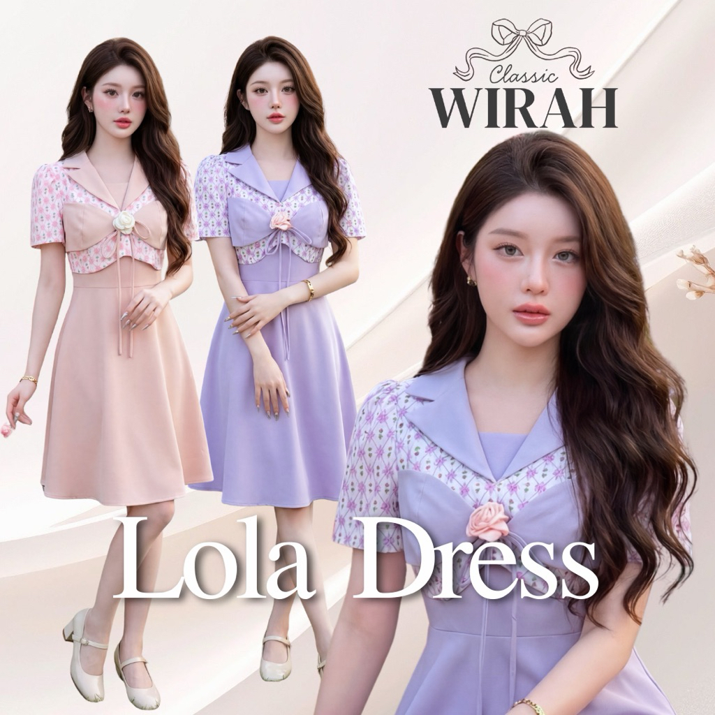DW317 Lola Dress ชุดเดรสสั้น กั๊กท่อนบนผ้าซาตินญี่ปุ่นพิมพ์ลายสก๊อตดอกไม้(ลายออกแบบทางร้าน) 					 ด้านหน้ากั๊กชิ้นแต่งผ้