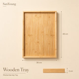 SunYoung ถาดไม้ 🪵 ถาดเสิร์ฟชา ถาดรองแก้ว ถาดรองชามมัทฉะ ถาดวางของ สไตล์ญี่ปุ่น มี 2 สี