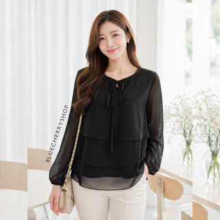 เสื้อชีฟองเนื้อทราย มีซับใน ขนมชั้น สวยหมือนสั่งตัด มีไซส์รอบอก38-46 นิ้ว Brand Bluecherry แบรนด์คนไทย