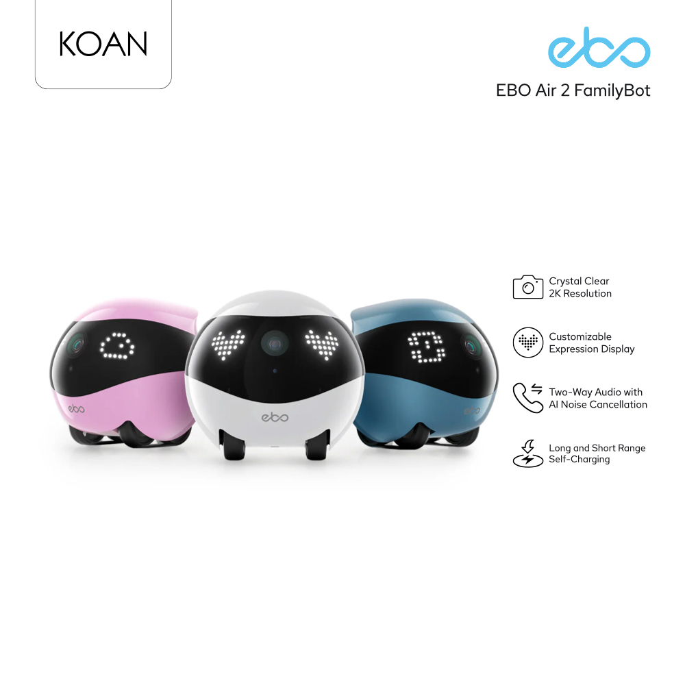 กล้องเคลื่อนที่อัจฉริยะ Enabot EBO AIR 2 - Dove White / Jay Blue / Robin Pink