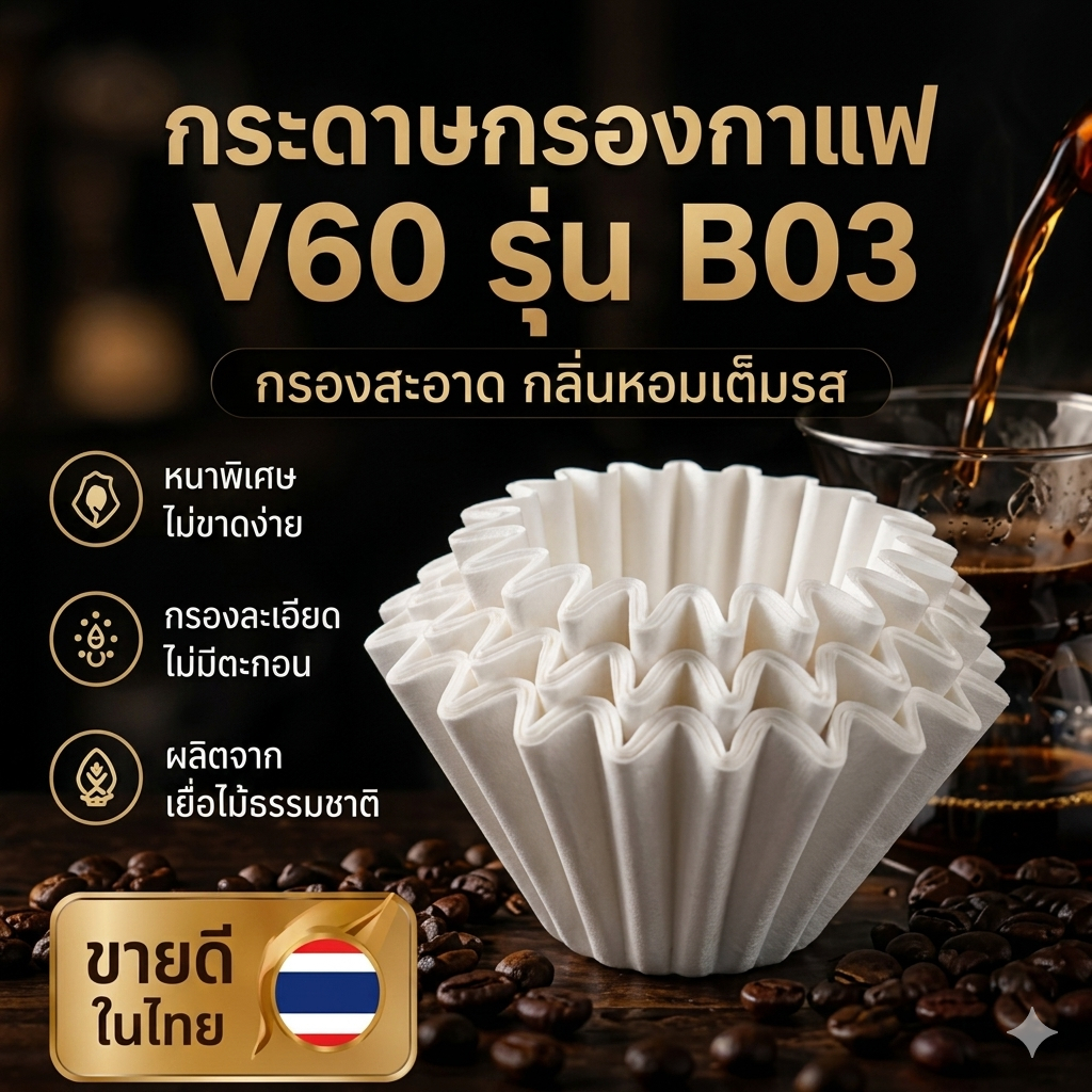 HB กระดาษกรองกาแฟ กระดาษกรองกาแฟแบบหยัก 100 แผ่น KWF-155/185 Kalita Wave Coffee Filter 50/100 Sheets
