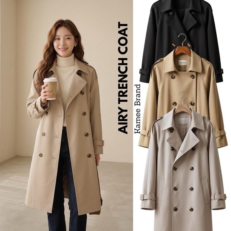 Kamee Airy Treach Coat เทรนช์โค้ทผ้า Cotton Silk premium (ใส่คลุมกันหนาวอากาศ 10-15 องศา)