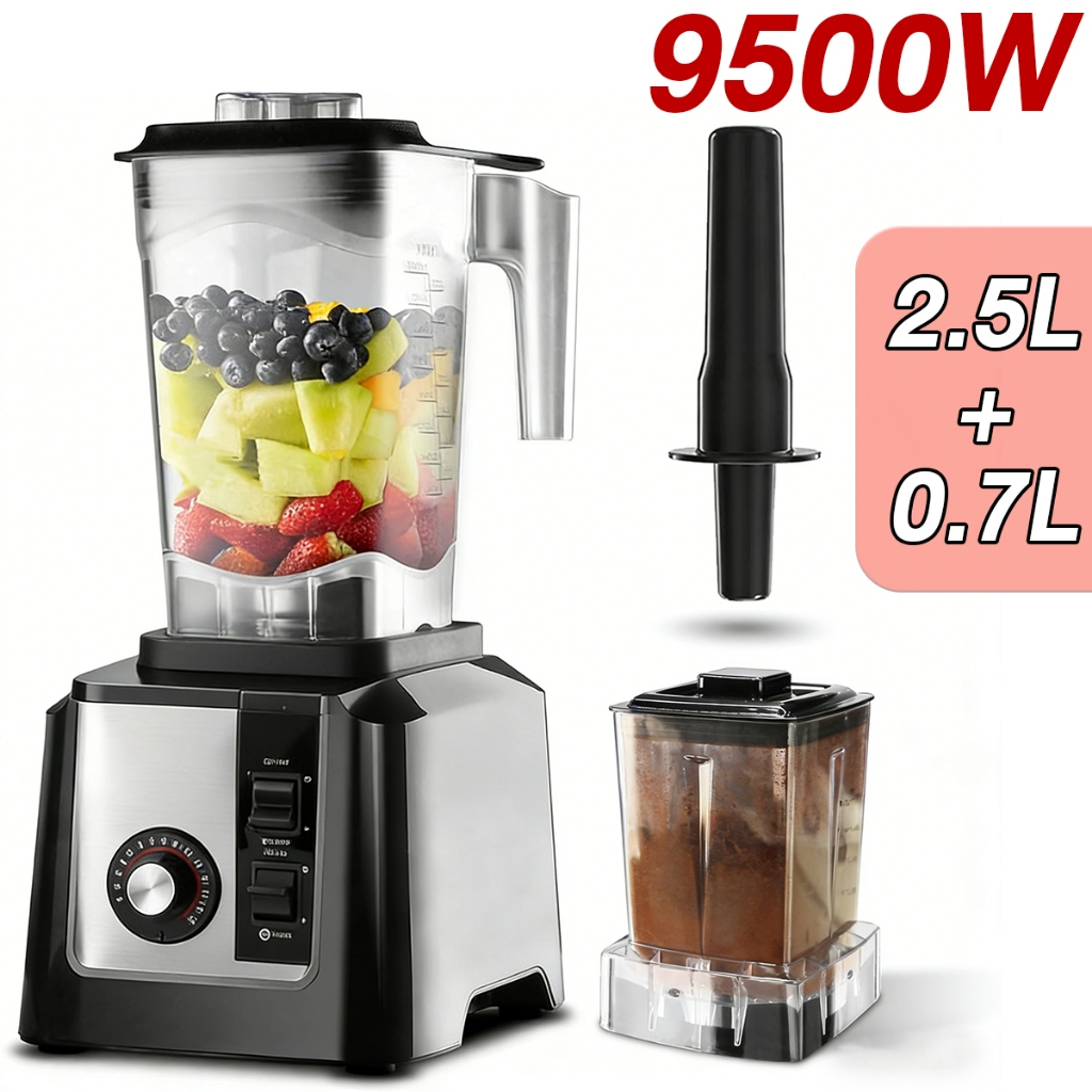 ซื้อ1แถม1❗❗ เครื่องปั่นอเนกประสงค์ 9500W เสียงรบกวน≤40DB การบด/น้ำแข็ง/น้ำผลไม้ เครื่องปั่นสมูทตี้ Blender