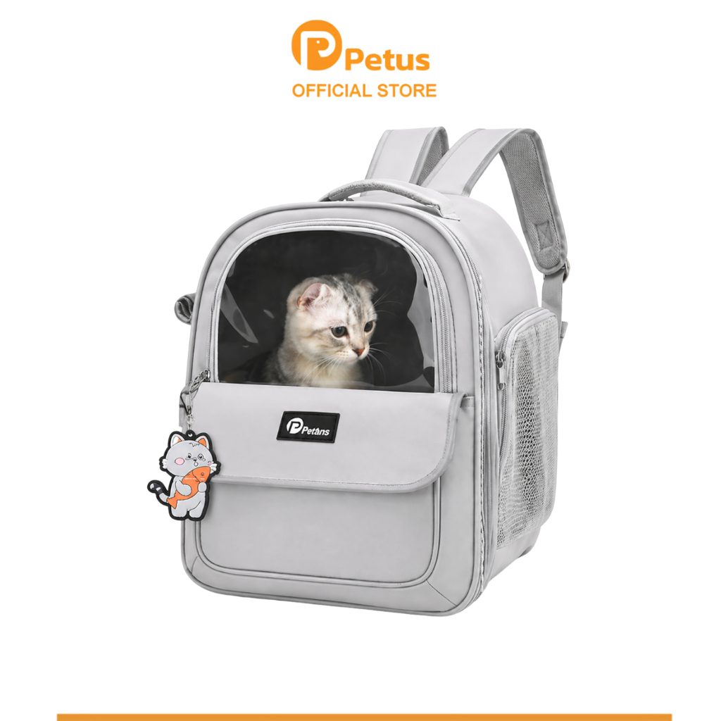 Petus กระเป๋าเป้ใส่สัตว์เลี้ยง เป้สัตว์เลี้ยง Pet Backpack carrier ทำความสะอาดง่าย ทนการขีดข่วน ภายในกว้าง ไม่ยุบง่าย