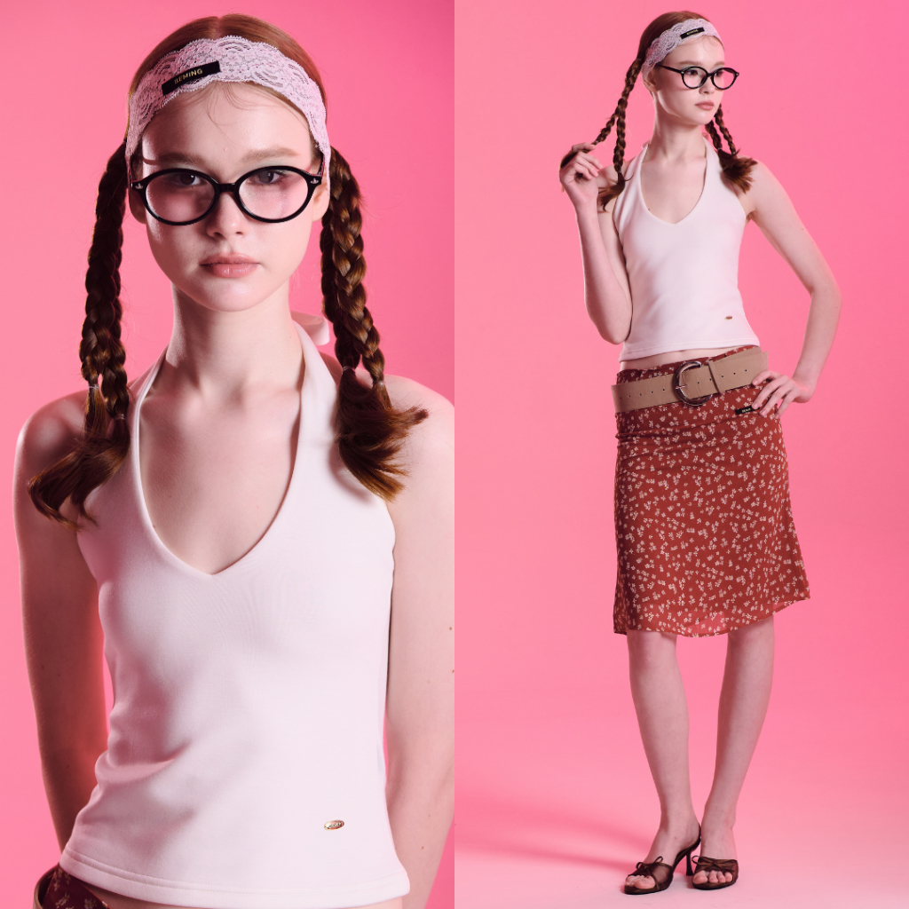Bemingtop1157(S-2XL)-Ribbon Halter Top- เสื้อคล้องคอดีไซน์ผูกโบว์โชว์ช่วงคอและไหล่ทรงเข้ารูปพอดีตัว รูปที่ 2