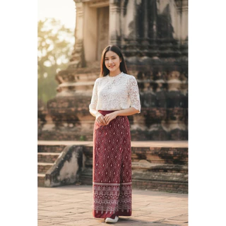 ผ้าถุงสำเร็จ เอวสม็อกหลังยางยืด ไม่ต้องตัดเย็บเพิ่ม