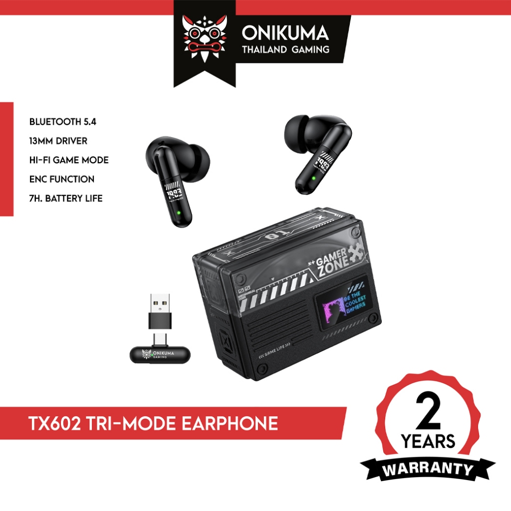 ONIKUMA TX602 Wireless Tri-Mode Earbuds หูฟัง TWS 3 ระบบ 2.4Ghz + Bluetooth + USB