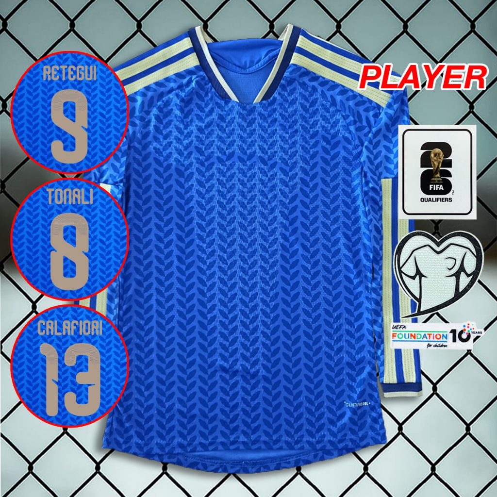 เสื้อฟุตบอล เสื้อแขนยาวเพลเยอร์ทีมชาติ oิตาaี เหย้า รุ่นฟุตบอลโลก2026 #PY0109 อาร์มWC/ชื่อเบอร์นักเต