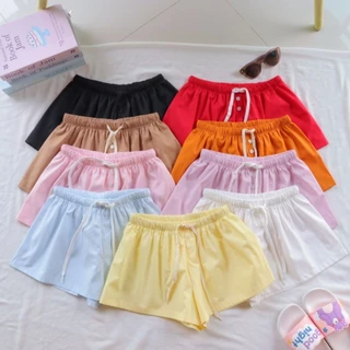 Candy Shorts กางเกงขาสั้น แคนดี้ 9สี เอวต่ำ เชือกรูด สั้นแบบถูกใจสาวๆ เนื้อผ้าคอตตอล100%