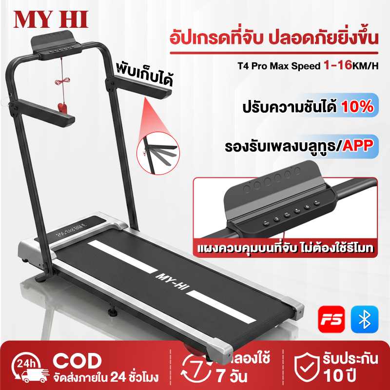 ลู่วิ่งไฟฟ้า T4 พับได้ | ลู่วิ่ง 4.0HP | ปรับความลาดชัน | ใช้พลังงานต่ำ |เหมาะสำหรับคอนโดและบ้าน| หน้าจอ HD | ส่งฟรี