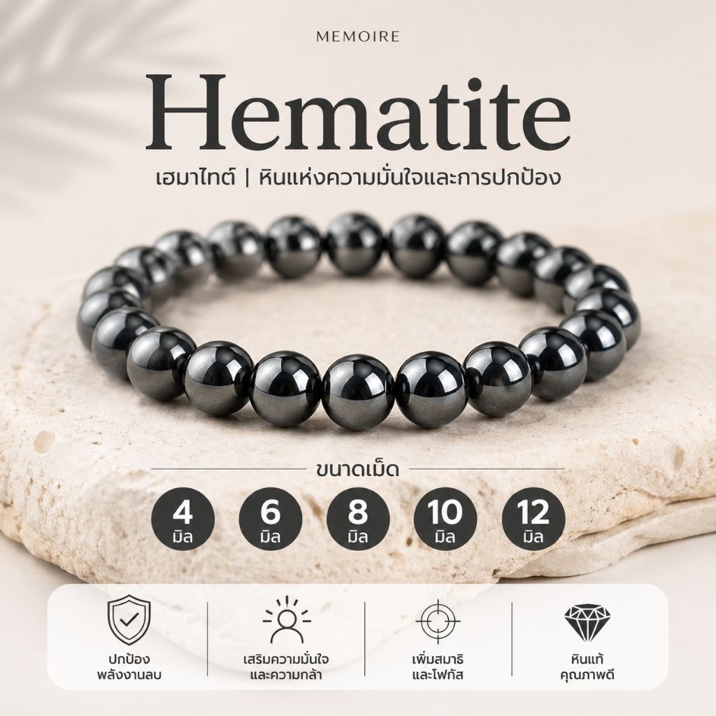 กำไลหินเฮมาไทต์แท้ | Hematite Bracelet ป้องกันพลังลบ เสริมสมาธิ สายมูต้องมี