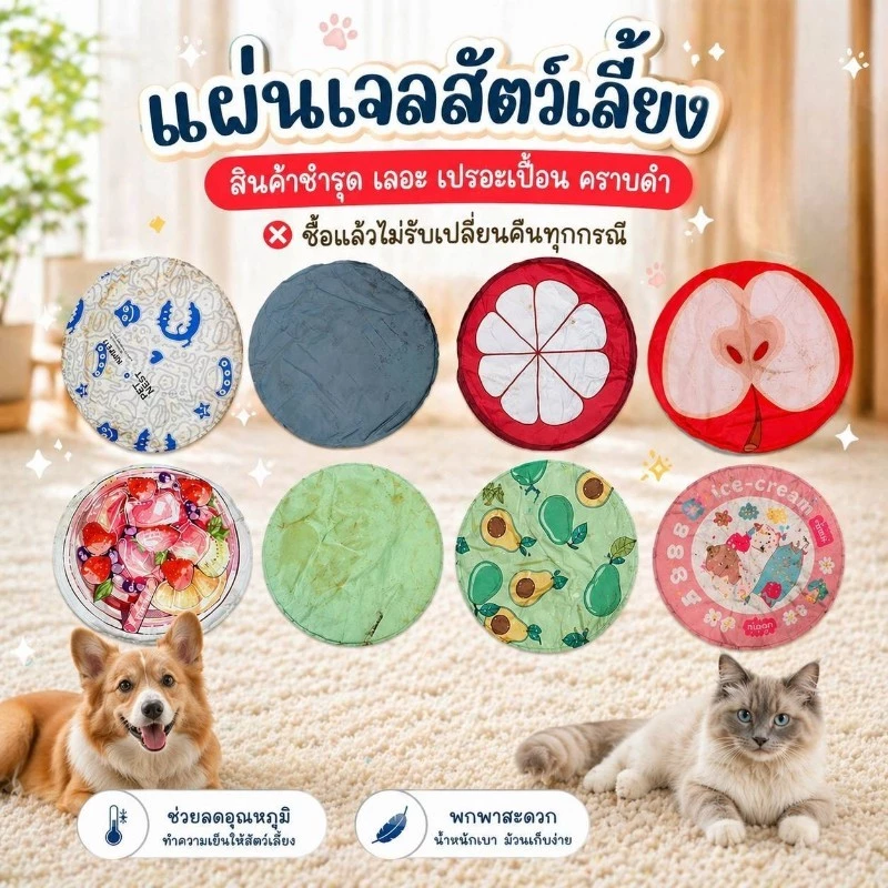Boqi  Pet Cool mat   เย็นสบาย แผ่นเจลเย็น ที่นอนเย็น แผ่นทำความเย็น สินค้าเลอะ เปอะเปื่อน SALE 9999 thumbnail 3