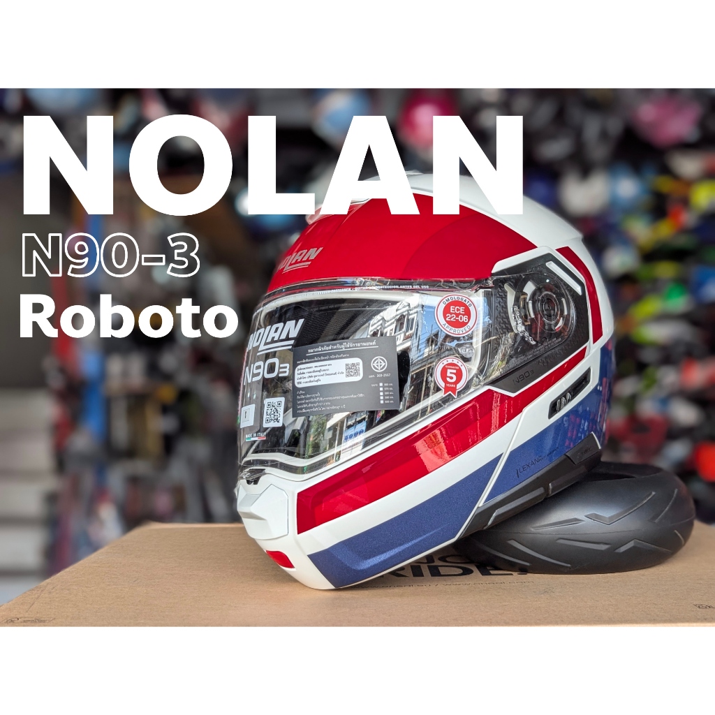 หมวกกันน็อคยกคาง NOLAN รุ่น N90-3 ลาย Roboto ไซส์ S M L XL XXL