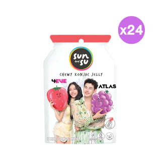 (แพ็ก 24) SUNSU 4EVE x Atlas ซันซุ เยลลี่ผสมบุก กลิ่นสตรอว์เบอร์รี่และองุ่น