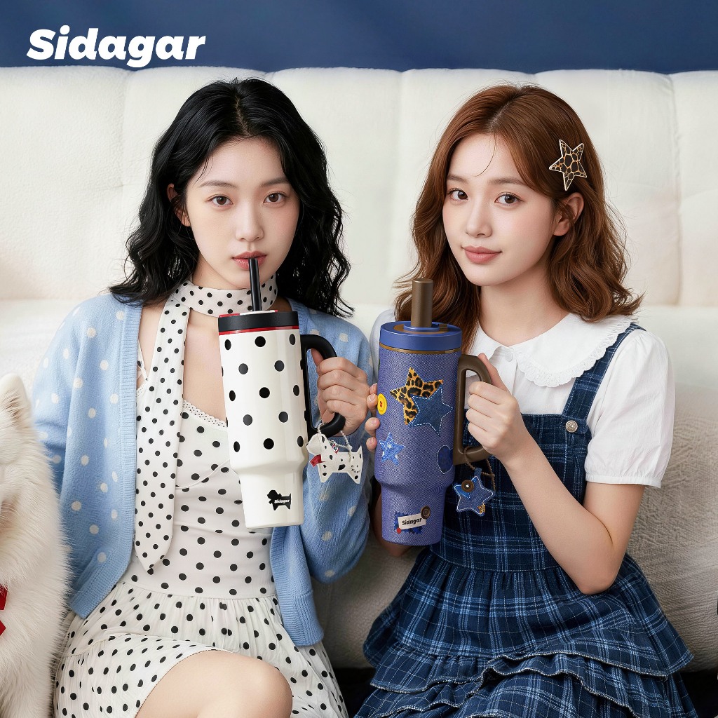 Sidagar แก้วเก็บความเย็น เคลือบเซรามิก ความจุสูง 1100ML
